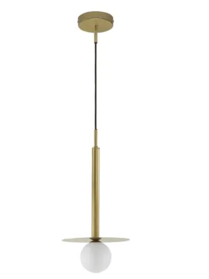 Modern Single Pendant, Opal Glass & Brass Gold Aluminium - ID 12259