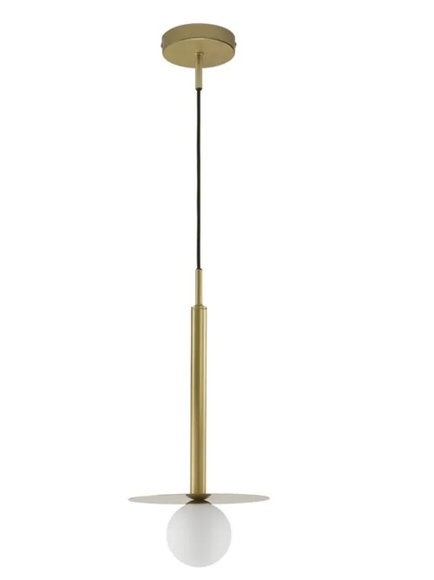 Modern Single Pendant, Opal Glass & Brass Gold Aluminium - ID 12259