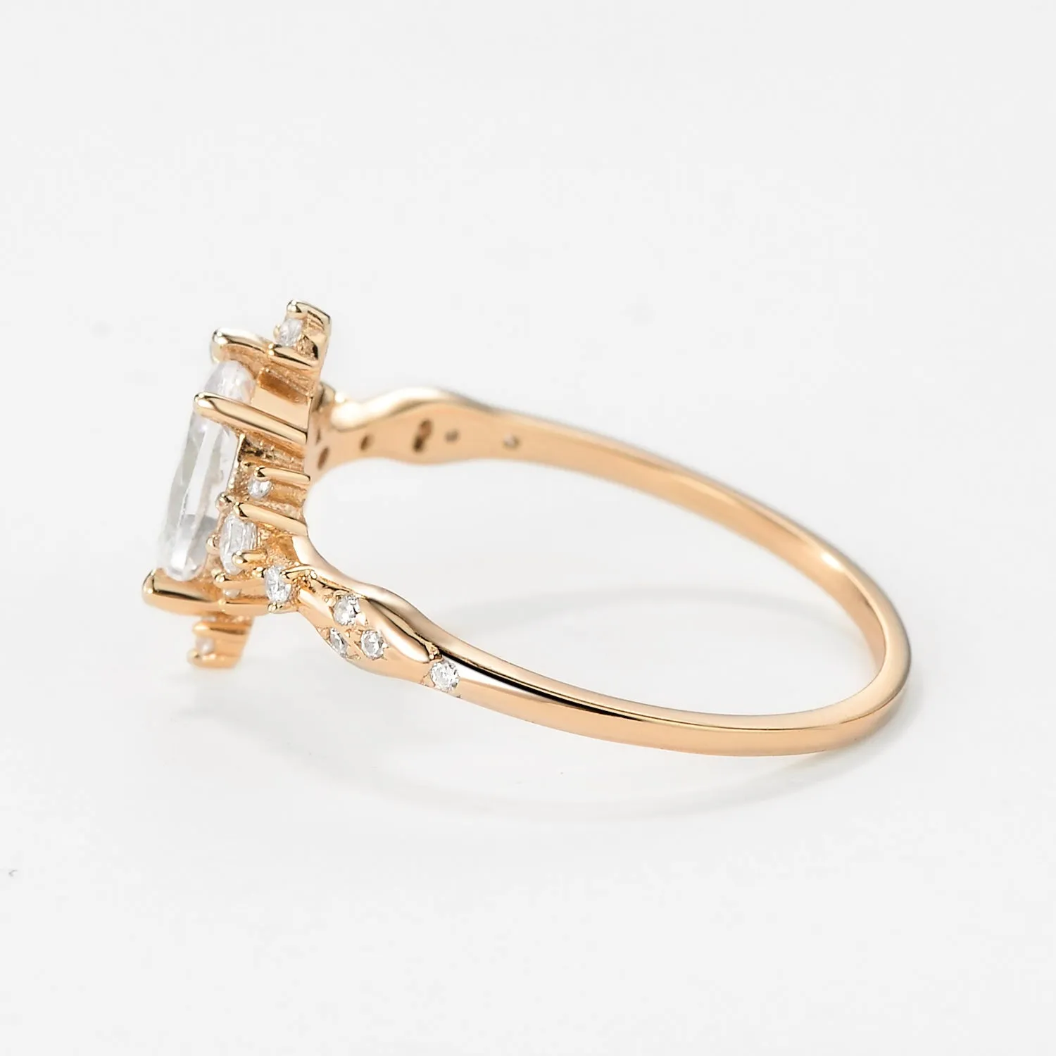 Moissanite Yellow Gold Stacking Vintage Engagement Ring