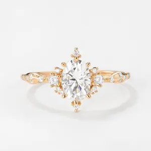 Moissanite Yellow Gold Stacking Vintage Engagement Ring