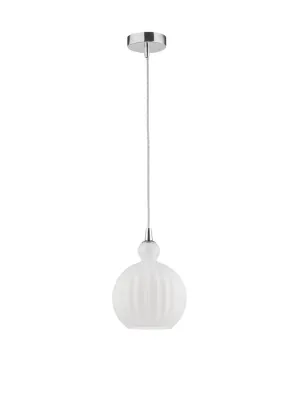 ODE Opal Glass & Chrome Aluminium Finish Single Pendant Medium - ID 10018