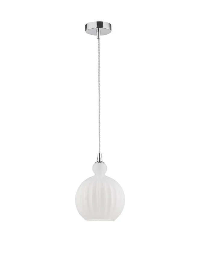 ODE Opal Glass & Chrome Aluminium Finish Single Pendant Small - ID 10016