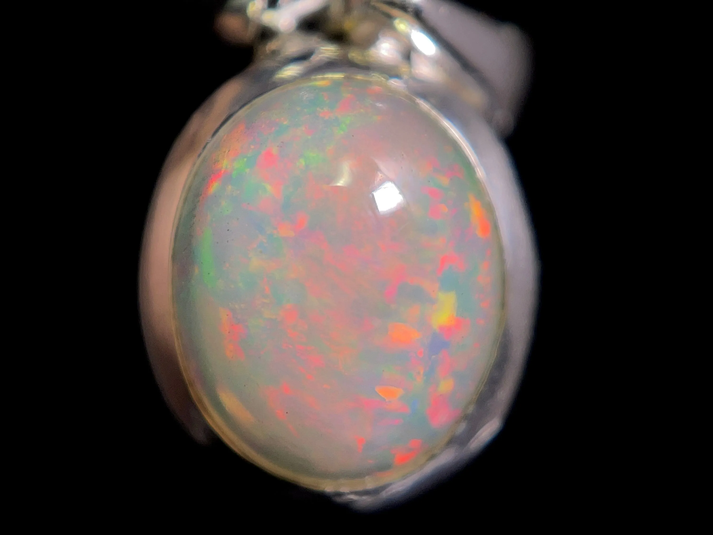 OPAL Pendant - Sterling Silver, 8x10mm Oval Cabochon - Opal Necklace, Birthstone Necklace, Opal Jewelry, Welo Opal, 49046