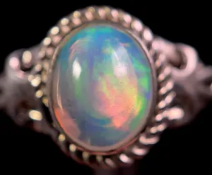 OPAL RING - Sterling Silver, Size 10 - Ethiopian Opal Rings for Women, Bridal Jewelry, Welo Opal, 49154