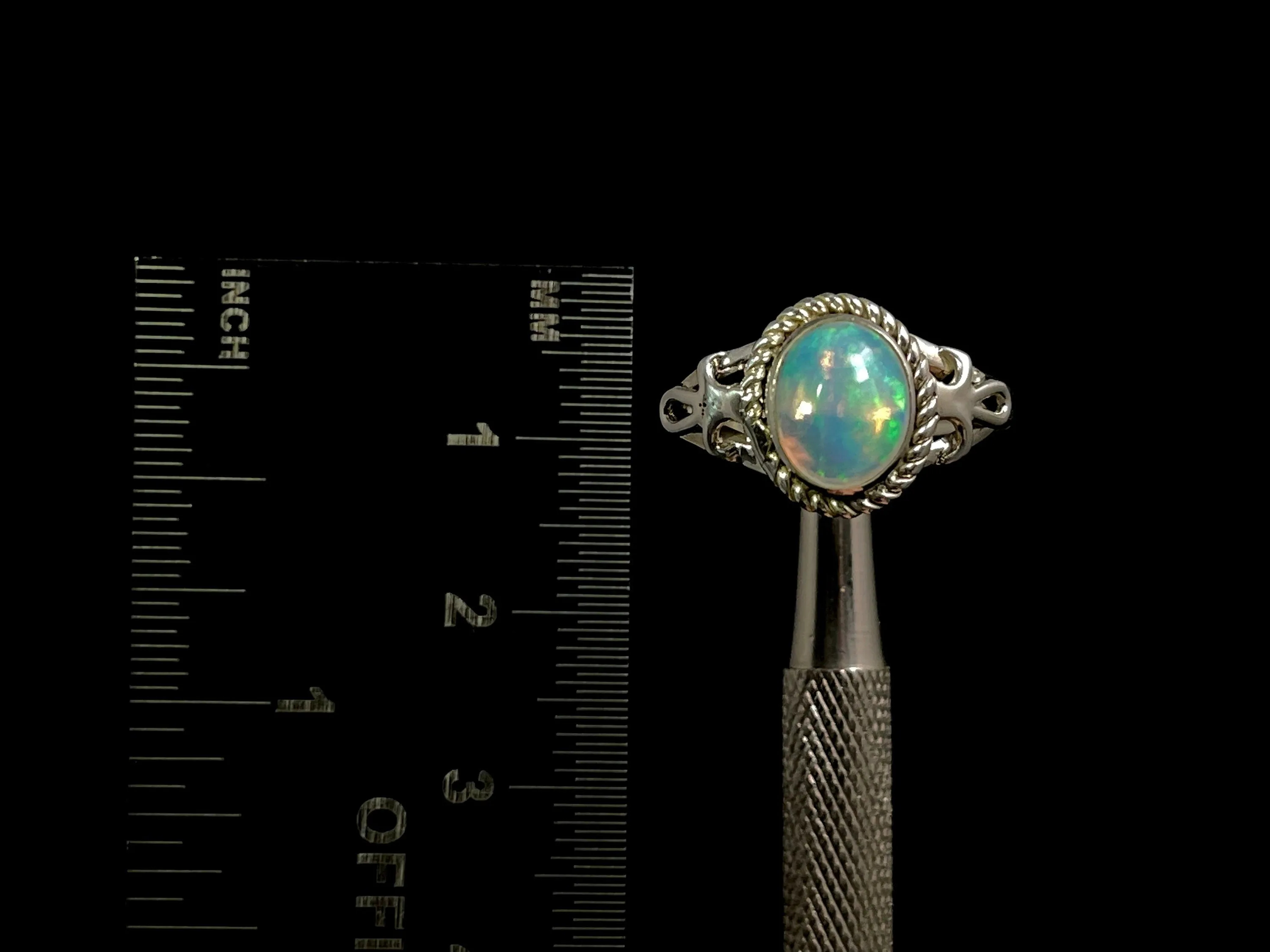 OPAL RING - Sterling Silver, Size 10 - Ethiopian Opal Rings for Women, Bridal Jewelry, Welo Opal, 49154