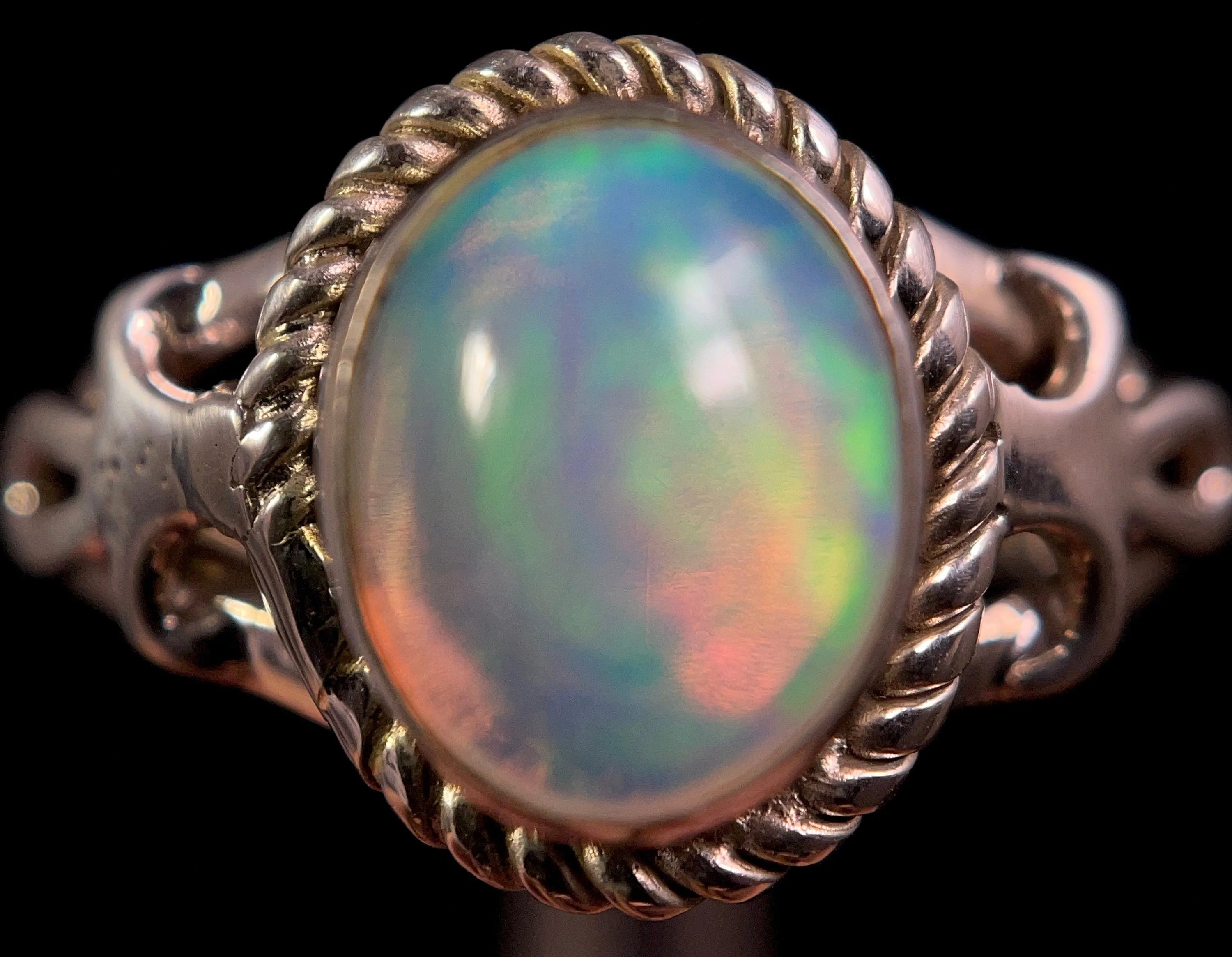 OPAL RING - Sterling Silver, Size 10 - Ethiopian Opal Rings for Women, Bridal Jewelry, Welo Opal, 49154