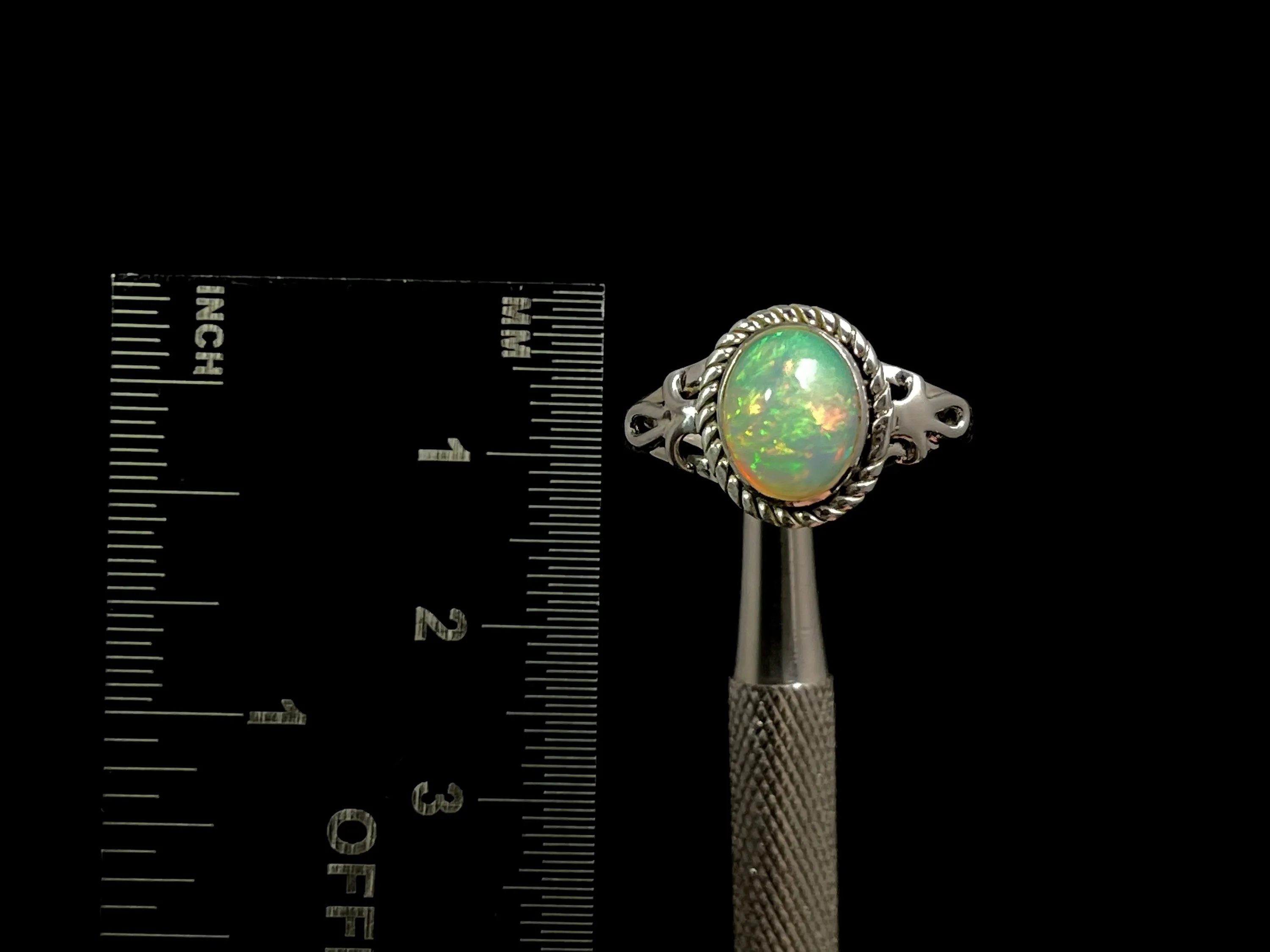 OPAL RING - Sterling Silver, Size 10 - Ethiopian Opal Rings for Women, Bridal Jewelry, Welo Opal, 49157