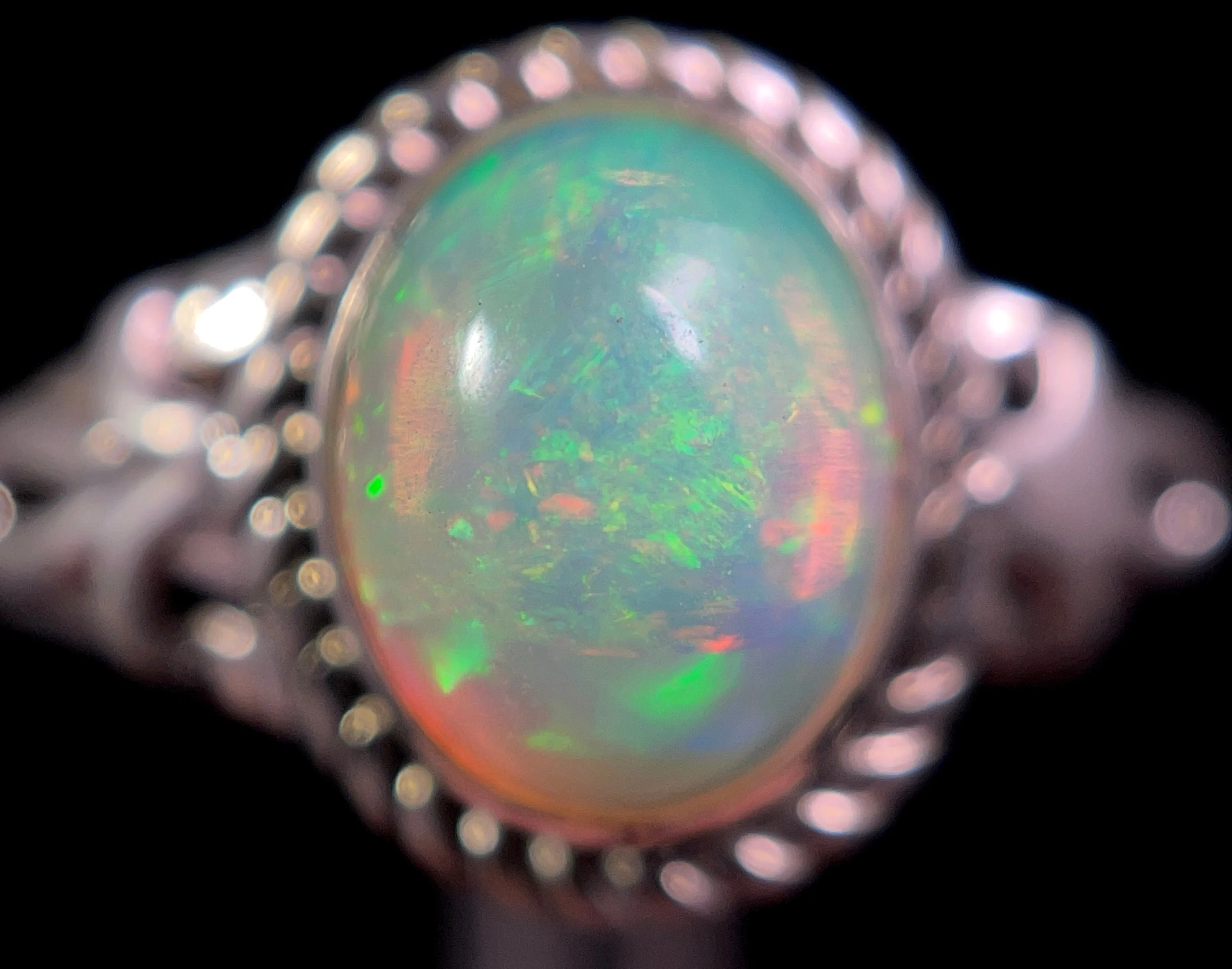 OPAL RING - Sterling Silver, Size 10 - Ethiopian Opal Rings for Women, Bridal Jewelry, Welo Opal, 49157