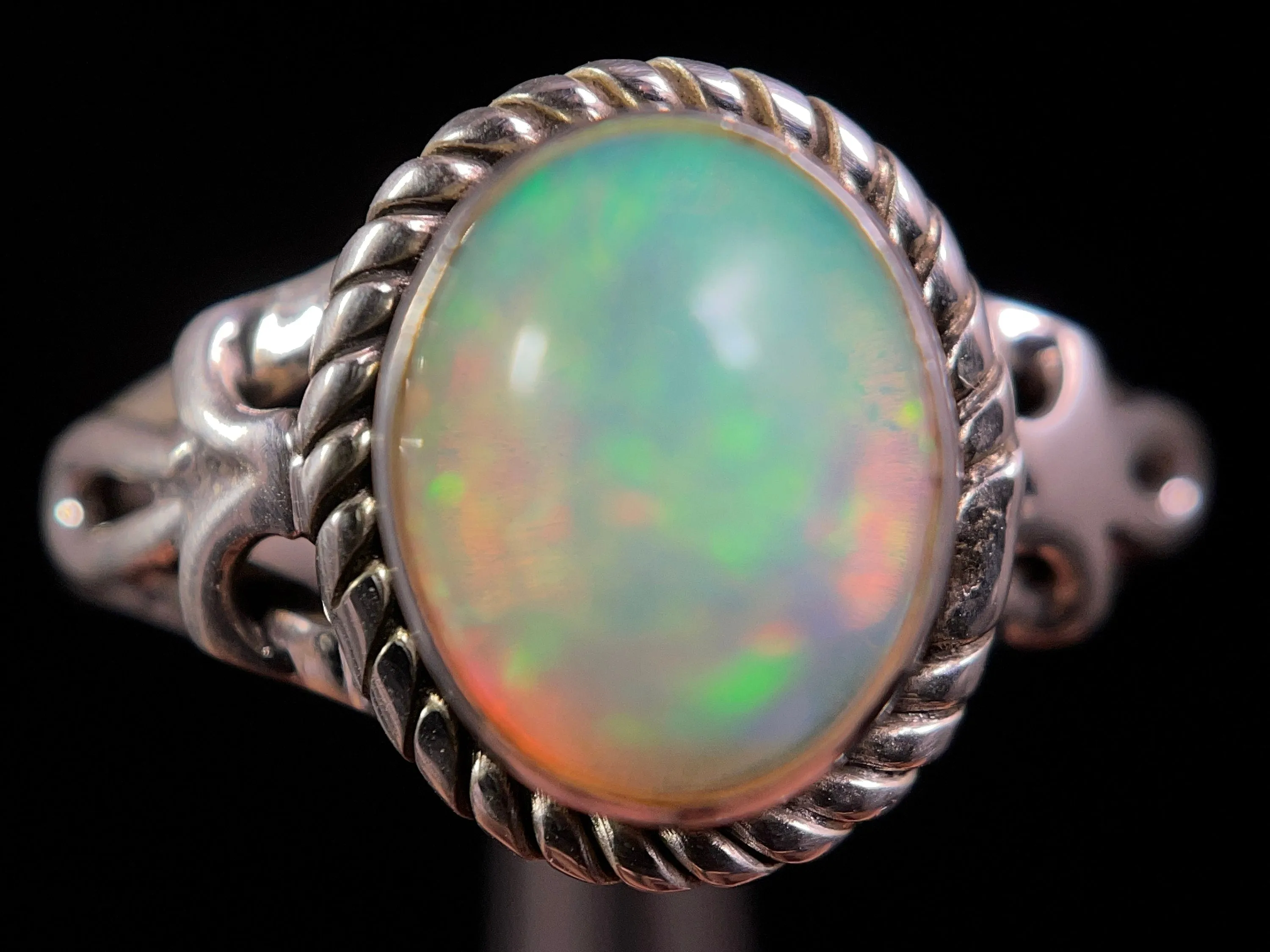 OPAL RING - Sterling Silver, Size 10 - Ethiopian Opal Rings for Women, Bridal Jewelry, Welo Opal, 49157