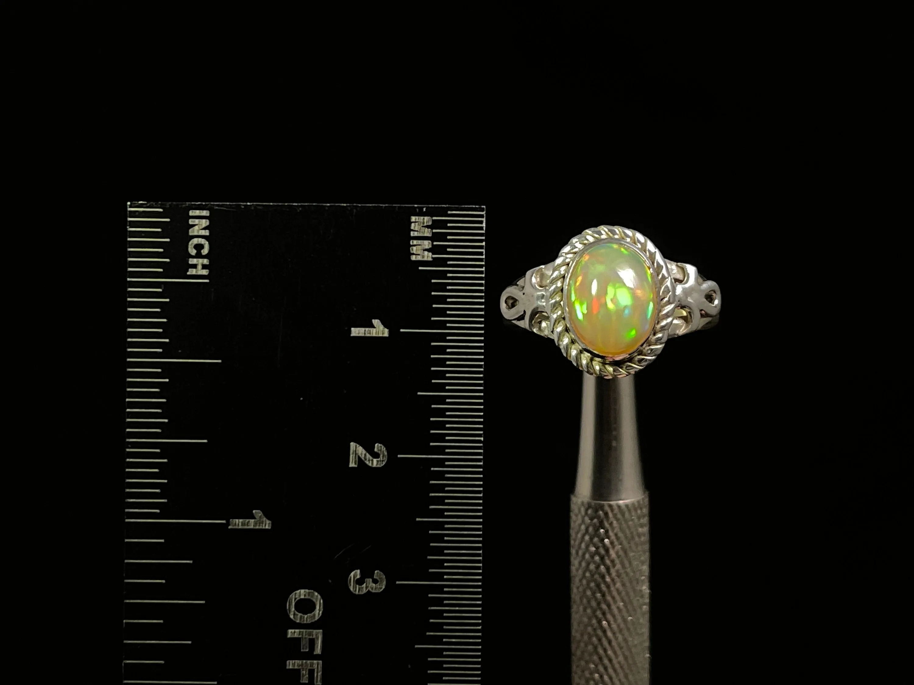 OPAL RING - Sterling Silver, Size 5 - Ethiopian Opal Rings for Women, Bridal Jewelry, Welo Opal, 49239