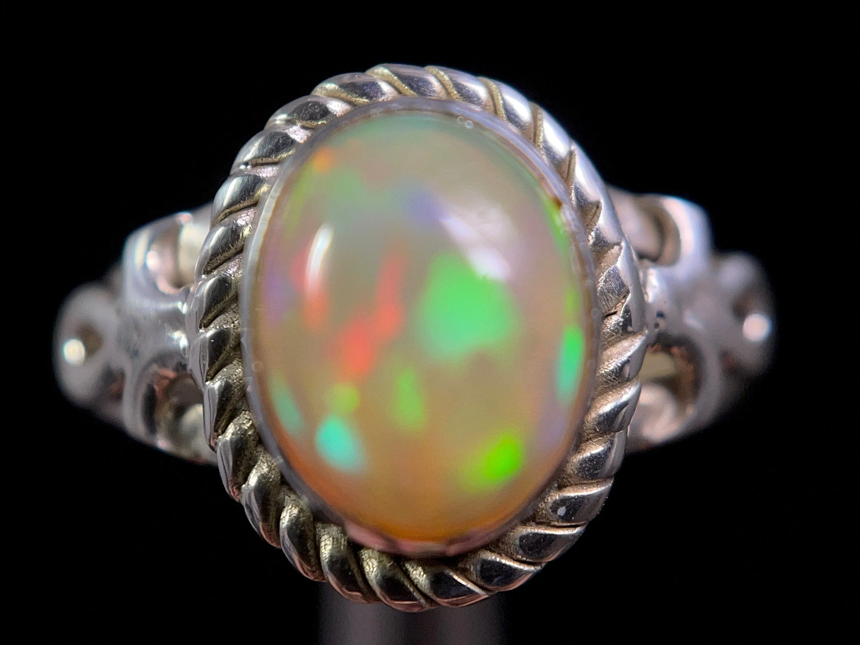 OPAL RING - Sterling Silver, Size 5 - Ethiopian Opal Rings for Women, Bridal Jewelry, Welo Opal, 49239