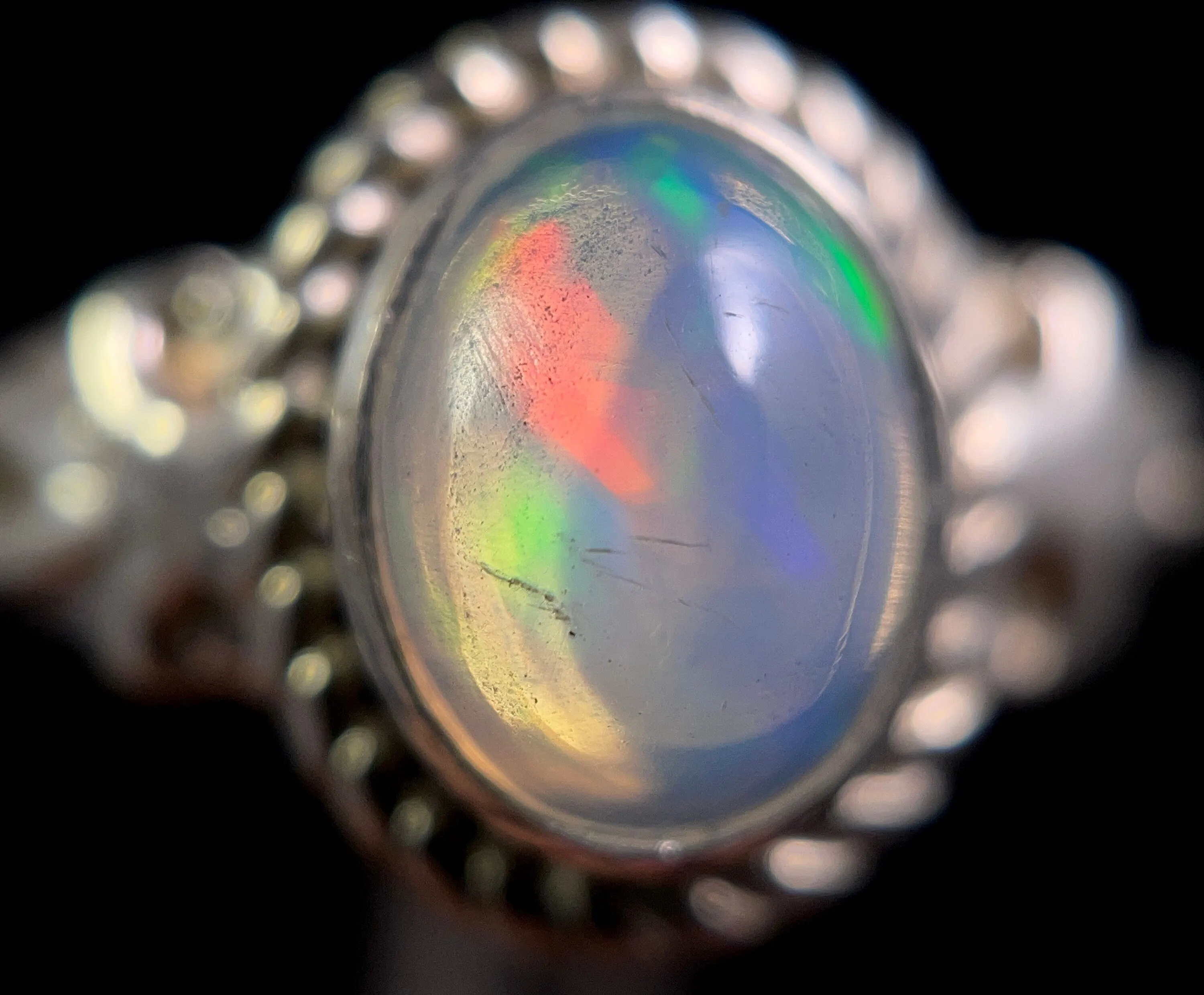 OPAL RING - Sterling Silver, Size 7 - Ethiopian Opal Rings for Women, Bridal Jewelry, Welo Opal, 49205