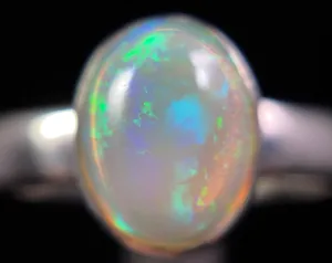 OPAL RING - Sterling Silver, Size 7.5 - Dainty Opal Ring, Opal Jewelry, Welo Opal, 49279