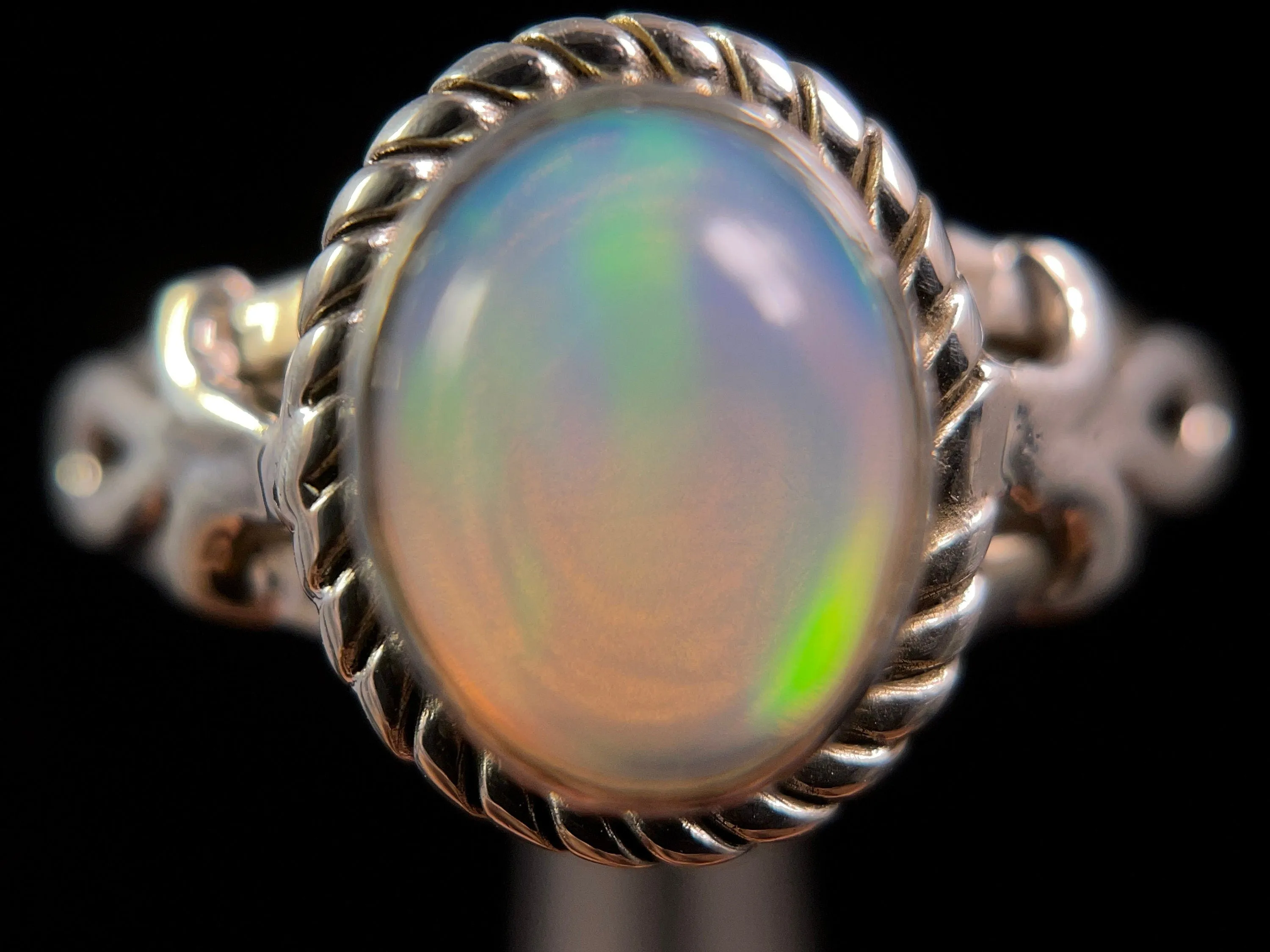 OPAL RING - Sterling Silver, Size 7.5 - Ethiopian Opal Rings for Women, Bridal Jewelry, Welo Opal, 49201