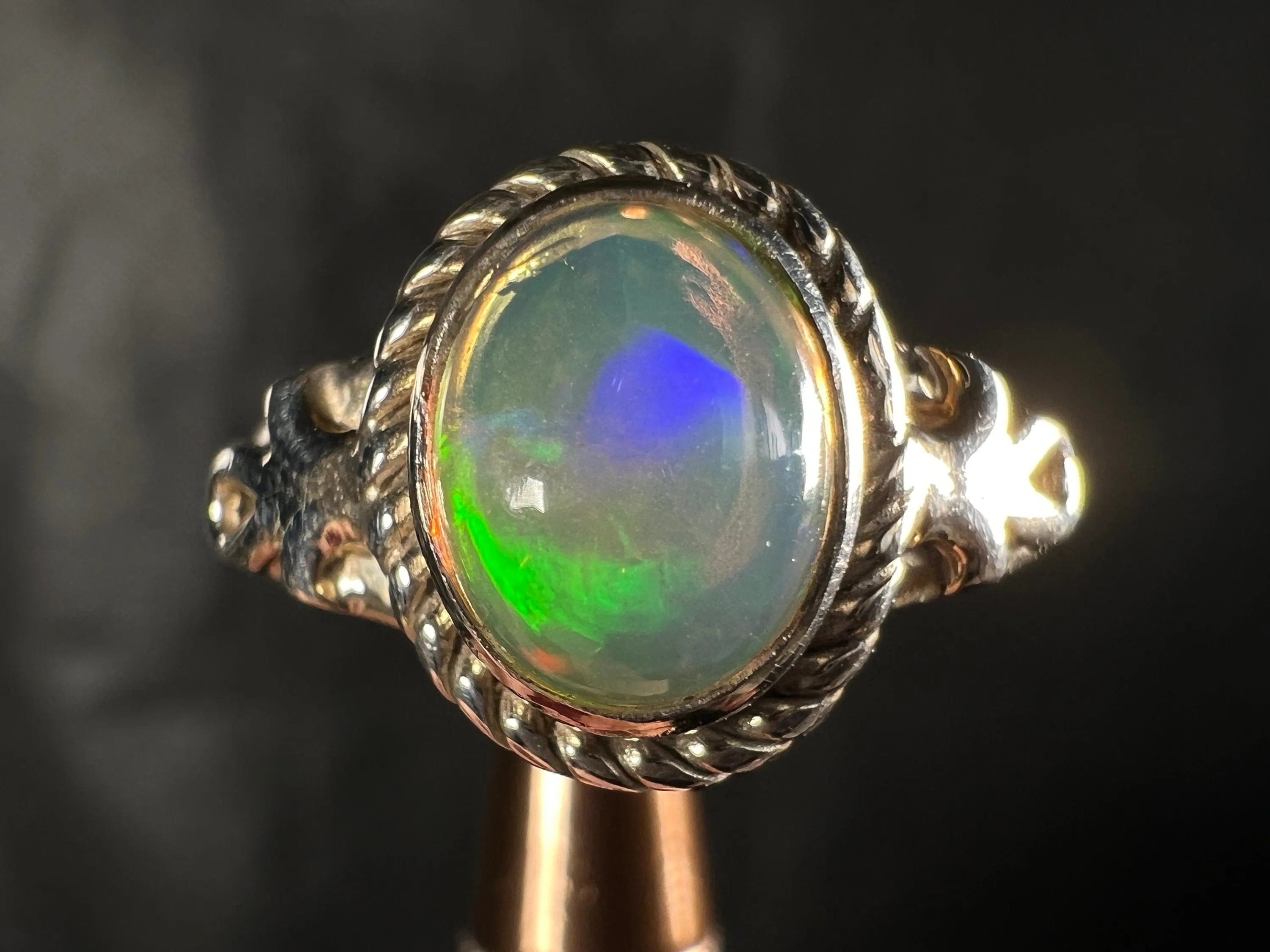 OPAL RING - Sterling Silver, Size 7.5 - Ethiopian Opal Rings for Women, Bridal Jewelry, Welo Opal, 51756