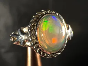 OPAL RING - Sterling Silver, Size 7.5 - Ethiopian Opal Rings for Women, Bridal Jewelry, Welo Opal, 51756