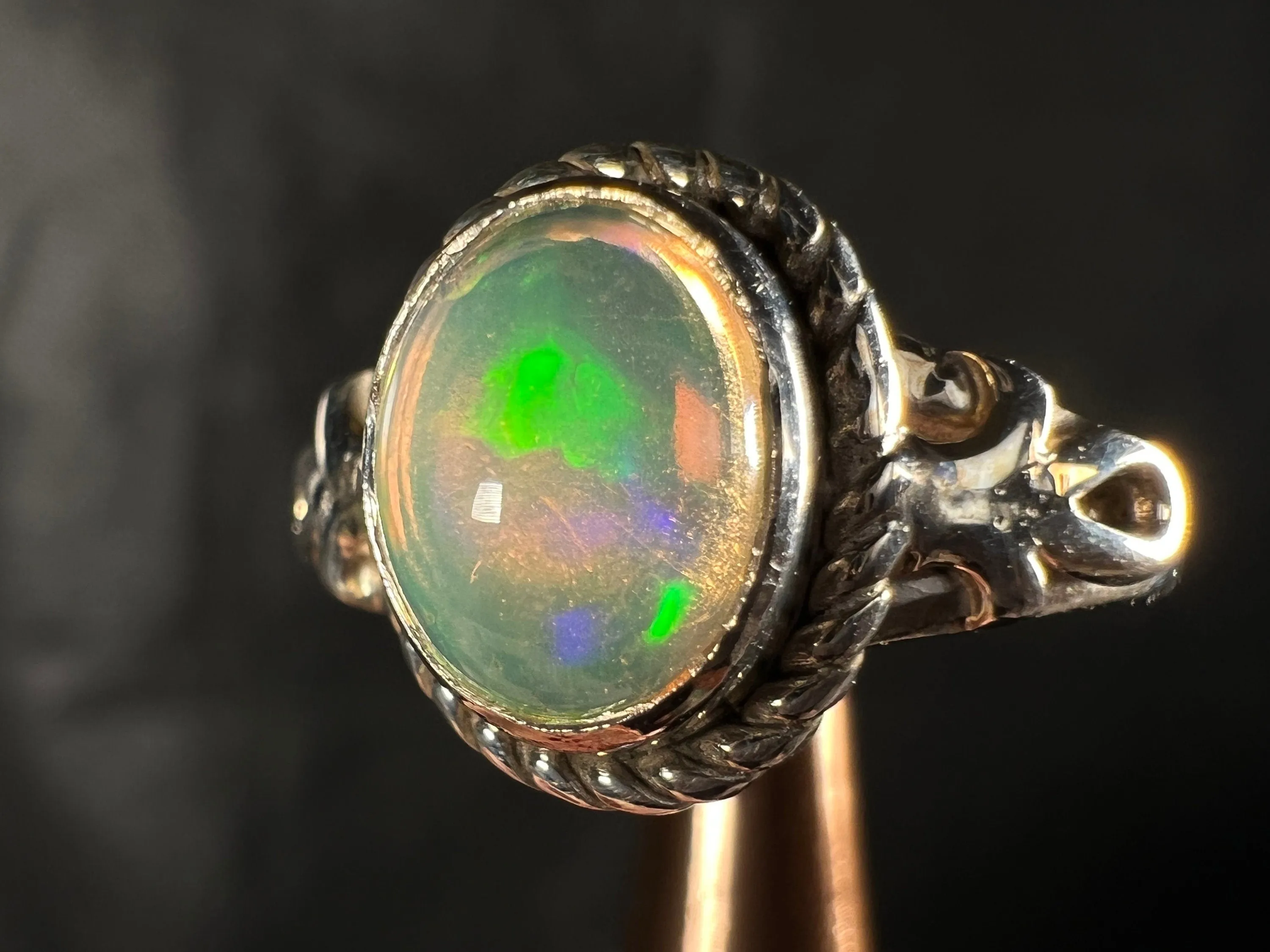 OPAL RING - Sterling Silver, Size 7.5 - Ethiopian Opal Rings for Women, Bridal Jewelry, Welo Opal, 51756