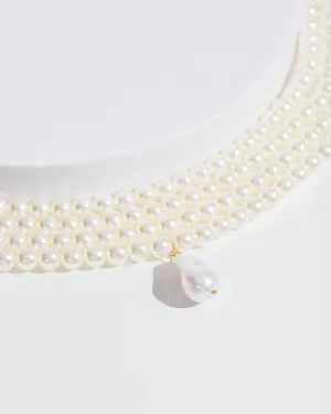 Pearl Multi Row Choker Necklace