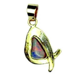 Pink Blue Boulder Opal 9k Pendant