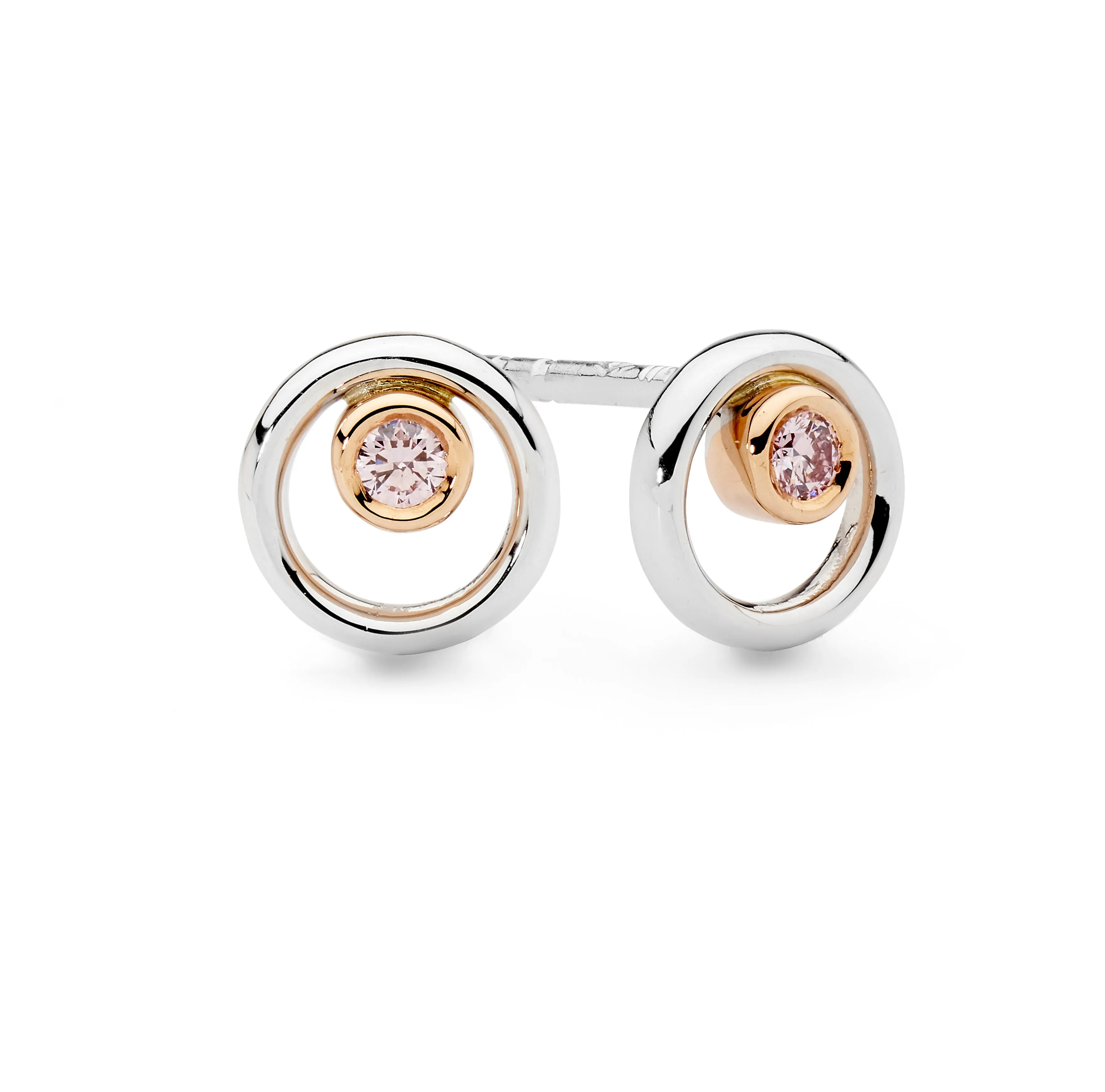 Pink Diamond Bezel Set Studs