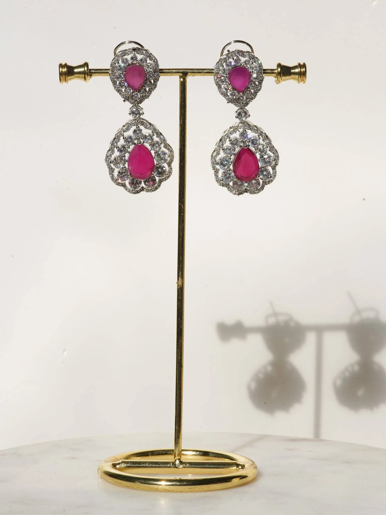 Purvi - Diamante Accent Necklace Set with Dangler Earrings & Matching Maang Tikka