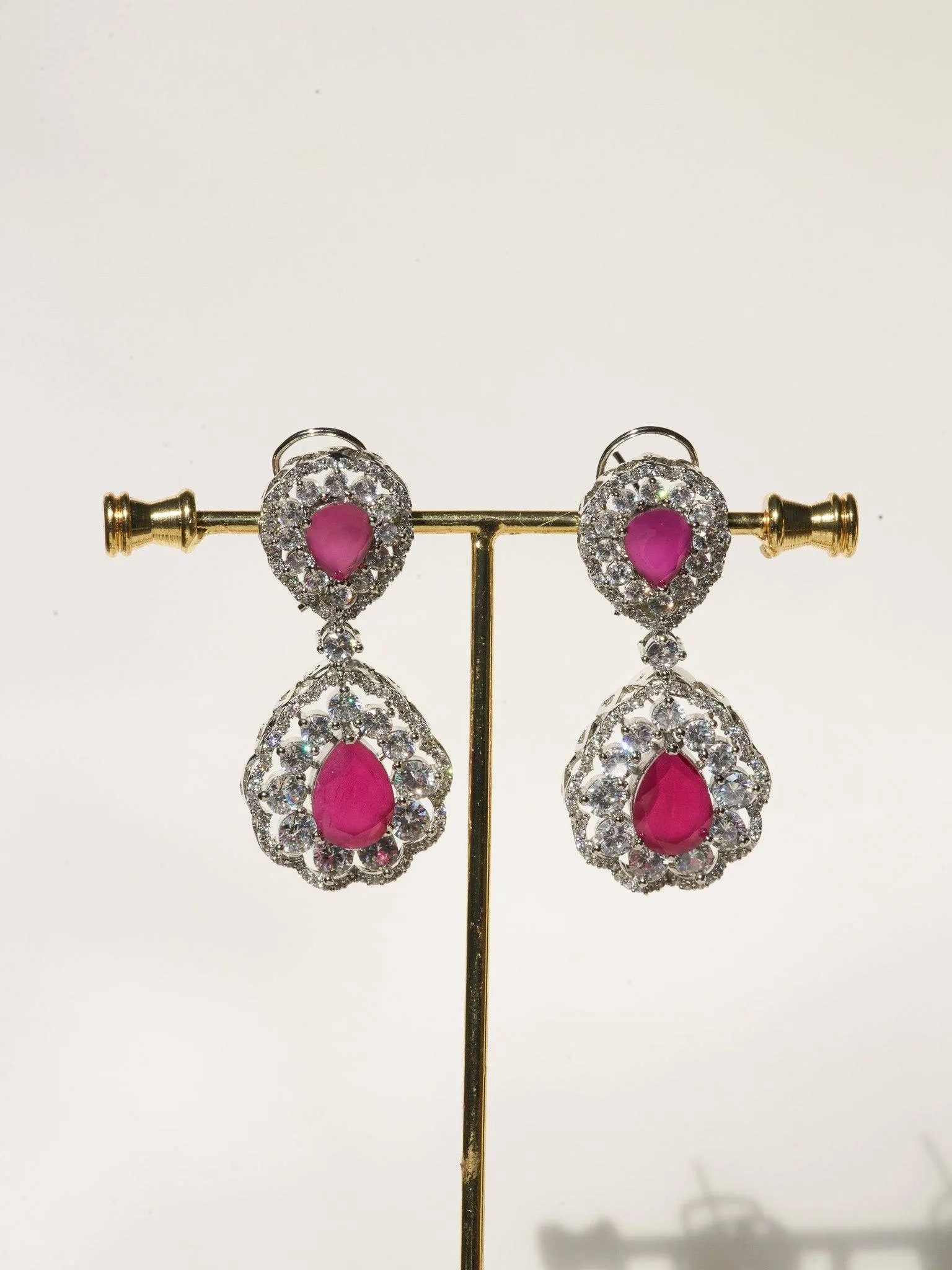 Purvi - Diamante Accent Necklace Set with Dangler Earrings & Matching Maang Tikka