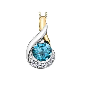 "BELLA" BLUE TOPAZ/DIAMOND PENDANT