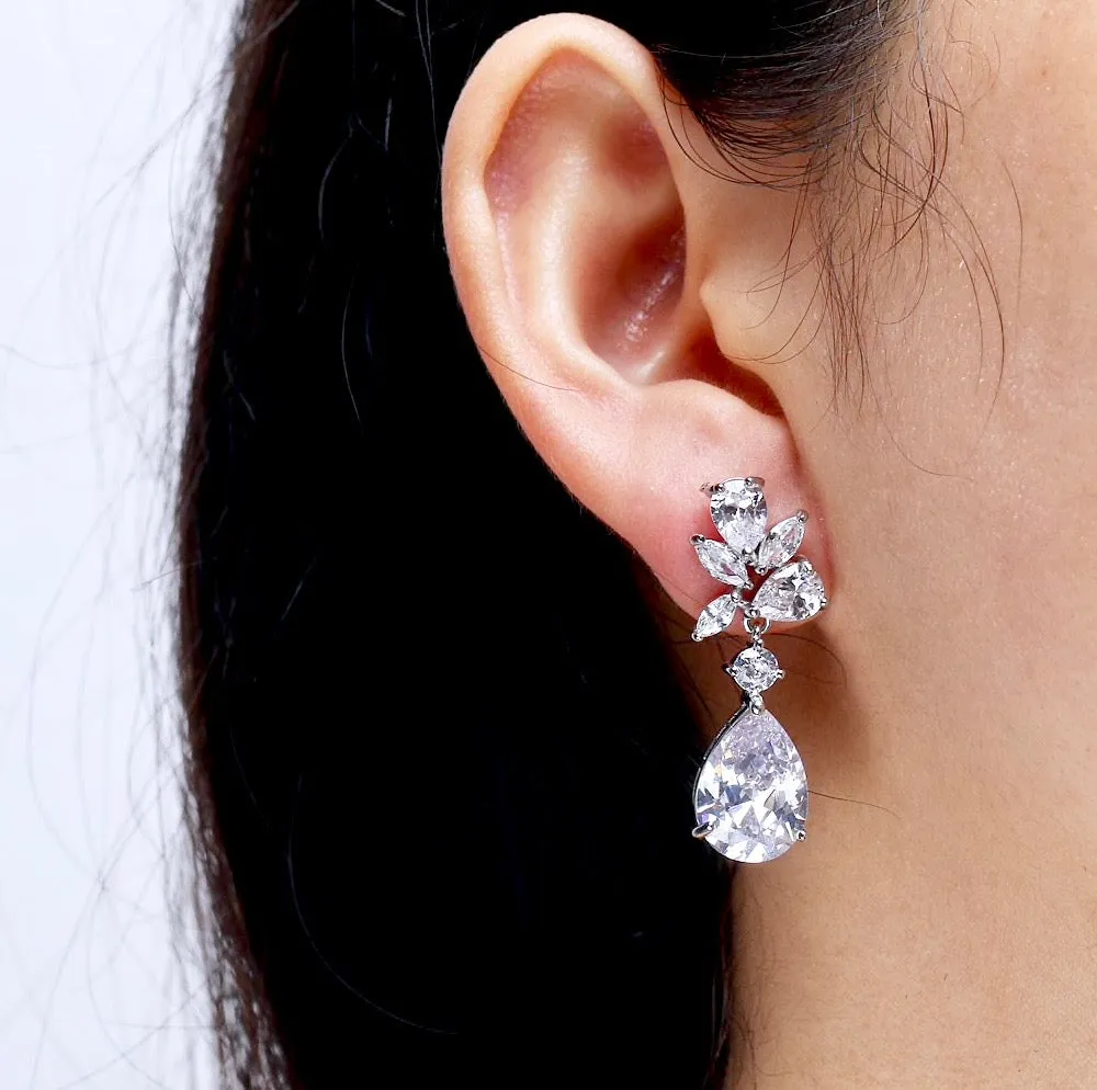 "Jessica" - Cubic Zirconia Bridal Earrings - Available in Silver, Rose Gold and Yellow Gold