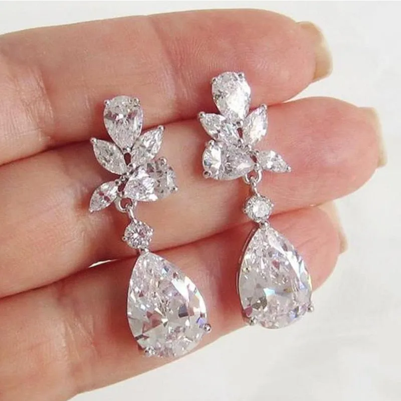 "Jessica" - Cubic Zirconia Bridal Earrings - Available in Silver, Rose Gold and Yellow Gold