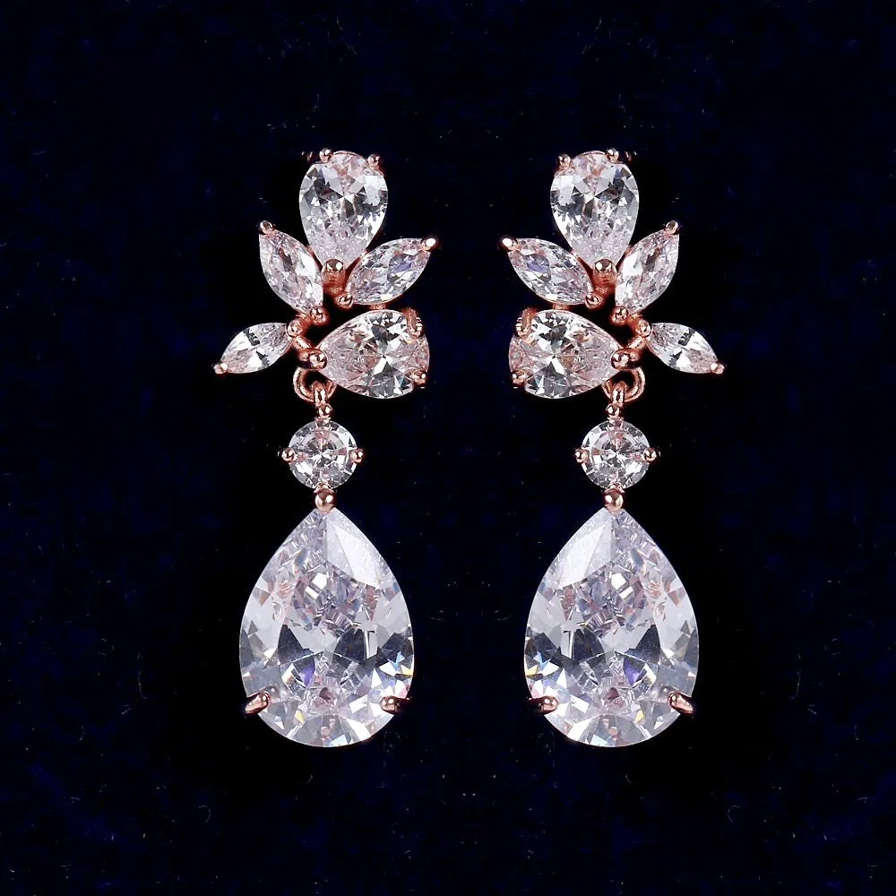 "Jessica" - Cubic Zirconia Bridal Earrings - Available in Silver, Rose Gold and Yellow Gold