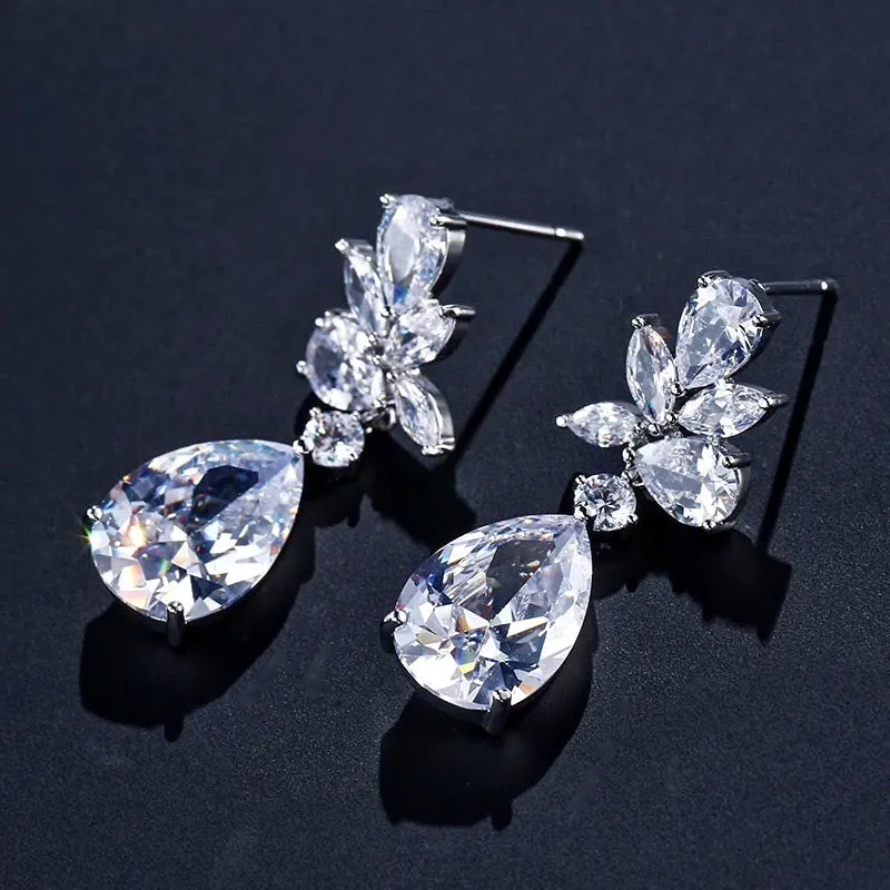 "Jessica" - Cubic Zirconia Bridal Earrings - Available in Silver, Rose Gold and Yellow Gold