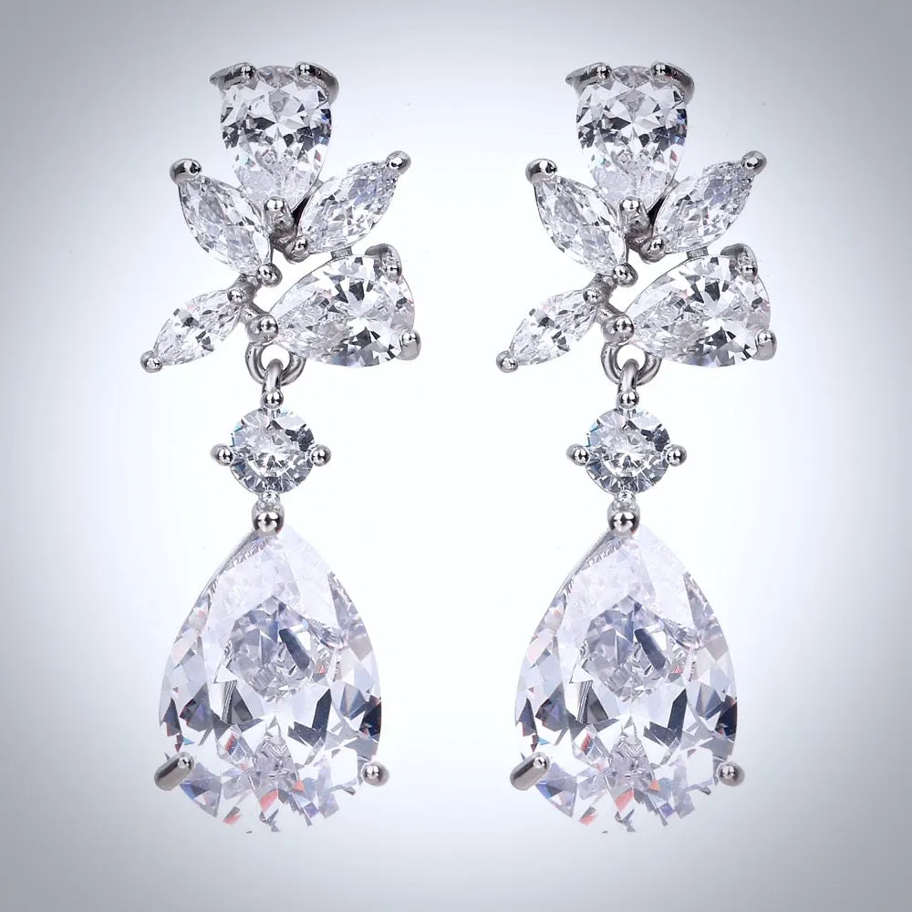 "Jessica" - Cubic Zirconia Bridal Earrings - Available in Silver, Rose Gold and Yellow Gold