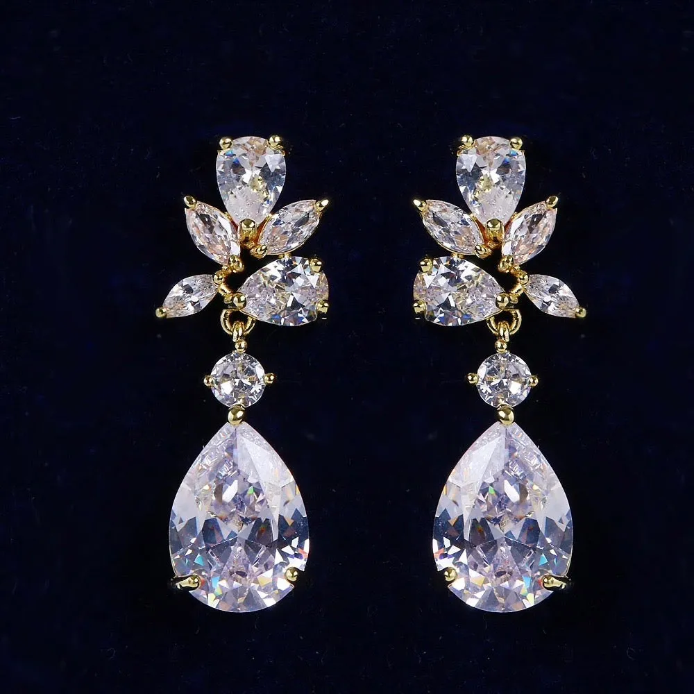 "Jessica" - Cubic Zirconia Bridal Earrings - Available in Silver, Rose Gold and Yellow Gold