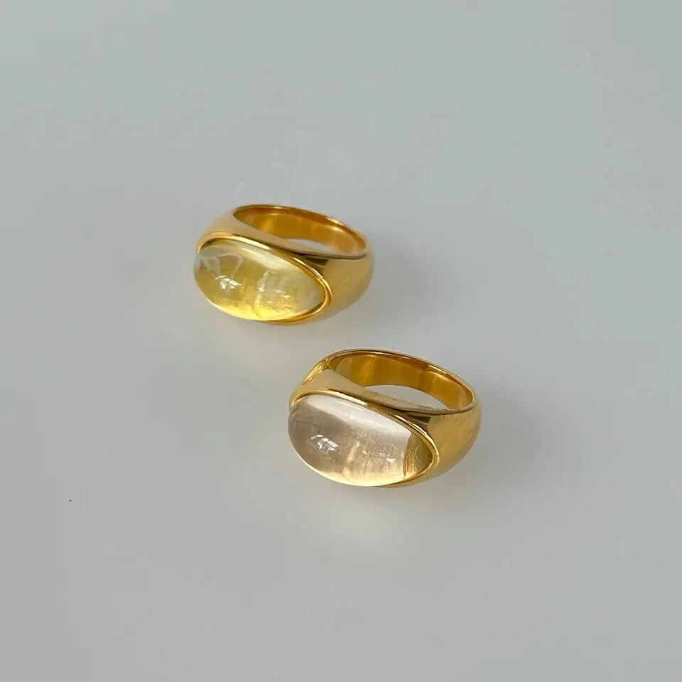 Resin Stone 18k Gold Plated Ring