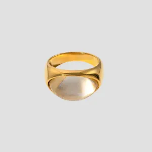 Resin Stone 18k Gold Plated Ring