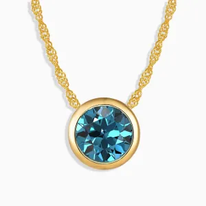 Round Topaz Necklace Bezel Set 18 K Gold