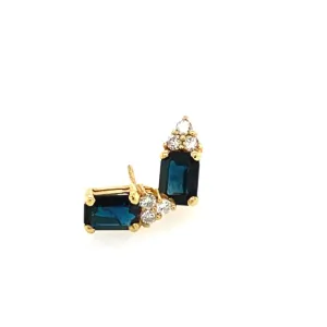 Sapphire and Diamond Stud 14kt yellow gold