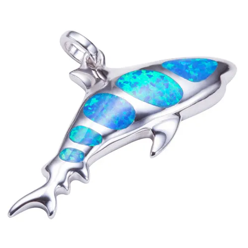 Shark Sterling Silver Opal Inlay Pendant(Chain Sold Separately)