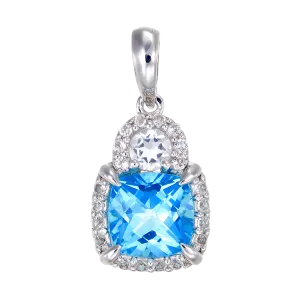 Shimmering Cushion Cut Pendant with Natural White Topaz