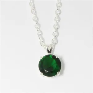 Silver Brass Chain Pendant with Synthetic Spinel in Emerald for Women Style LOA072