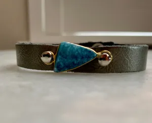 Small Silver Leather Bracelet w/Druzy