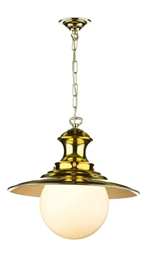 Station Polished Brass and Glass Large Single Pendant - ID 3751