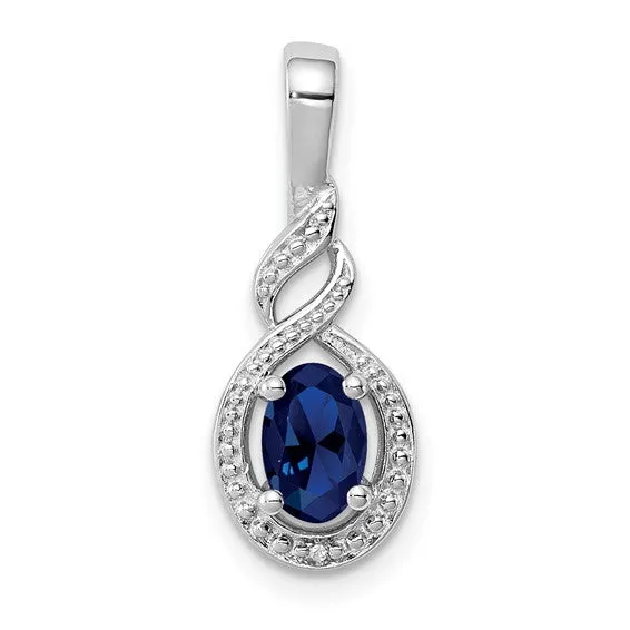 Sterling Silver Gemstone Oval & Diamond Pendants