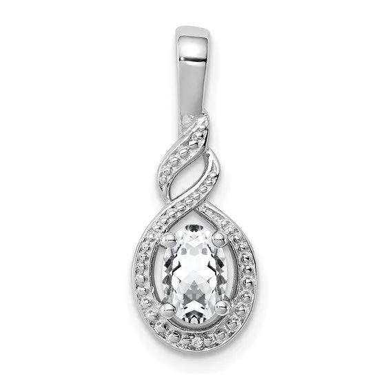 Sterling Silver Gemstone Oval & Diamond Pendants