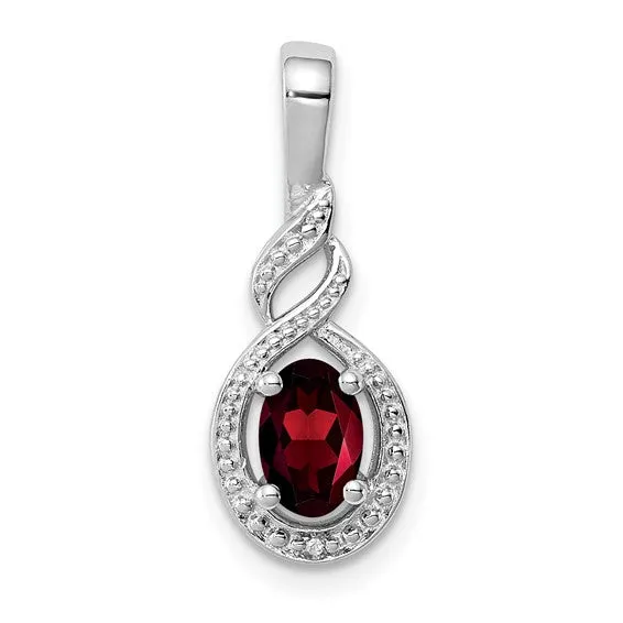 Sterling Silver Gemstone Oval & Diamond Pendants