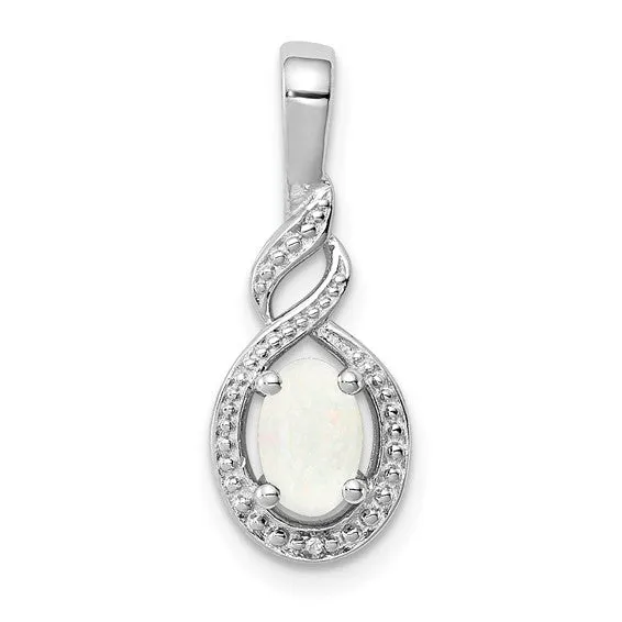 Sterling Silver Gemstone Oval & Diamond Pendants