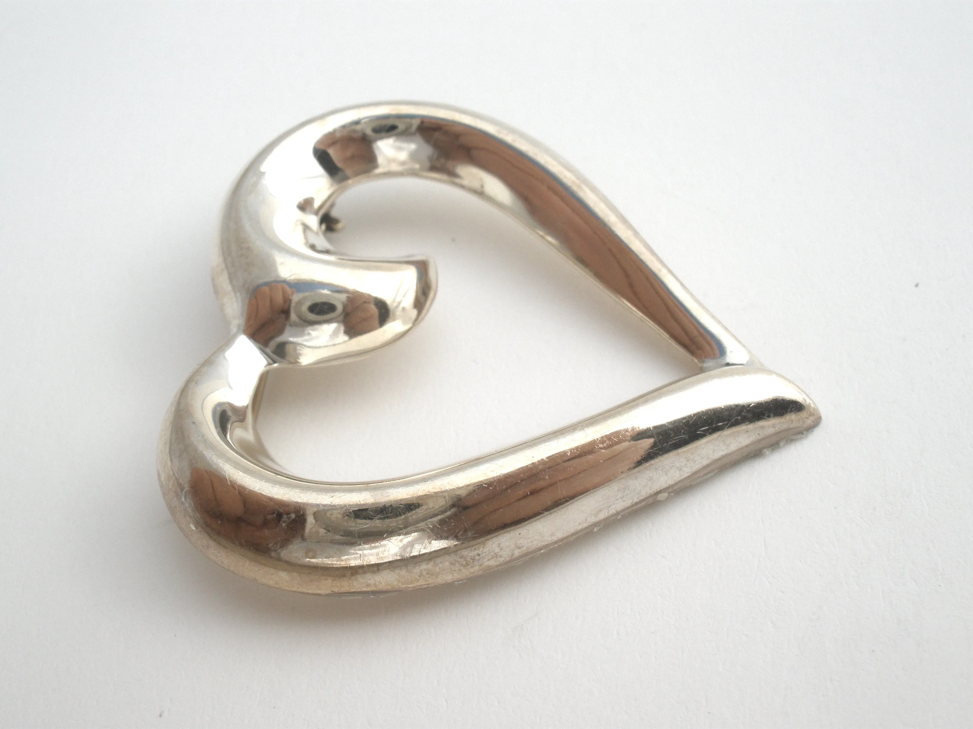 Sterling Silver Heart Brooch Vintage