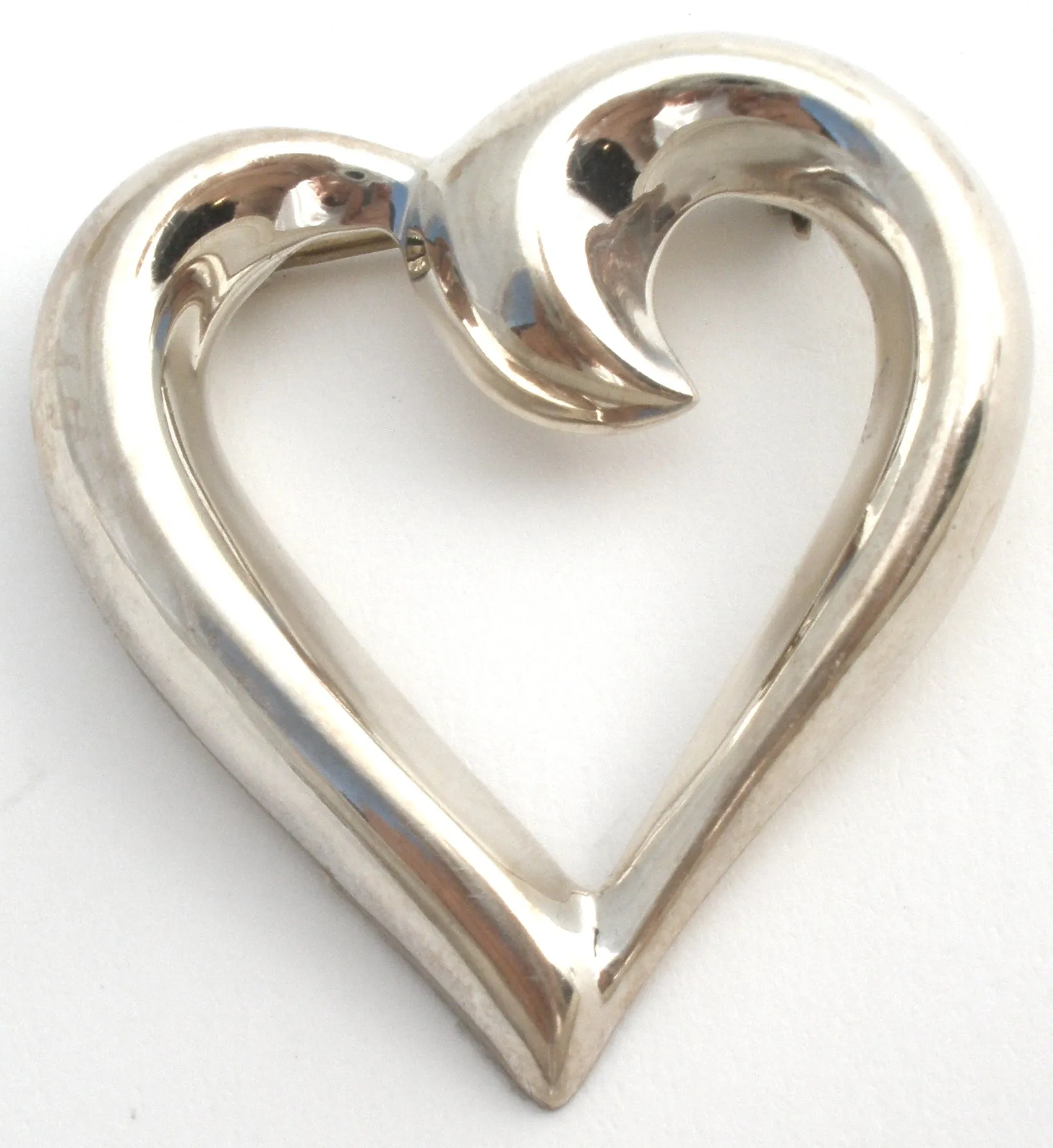 Sterling Silver Heart Brooch Vintage