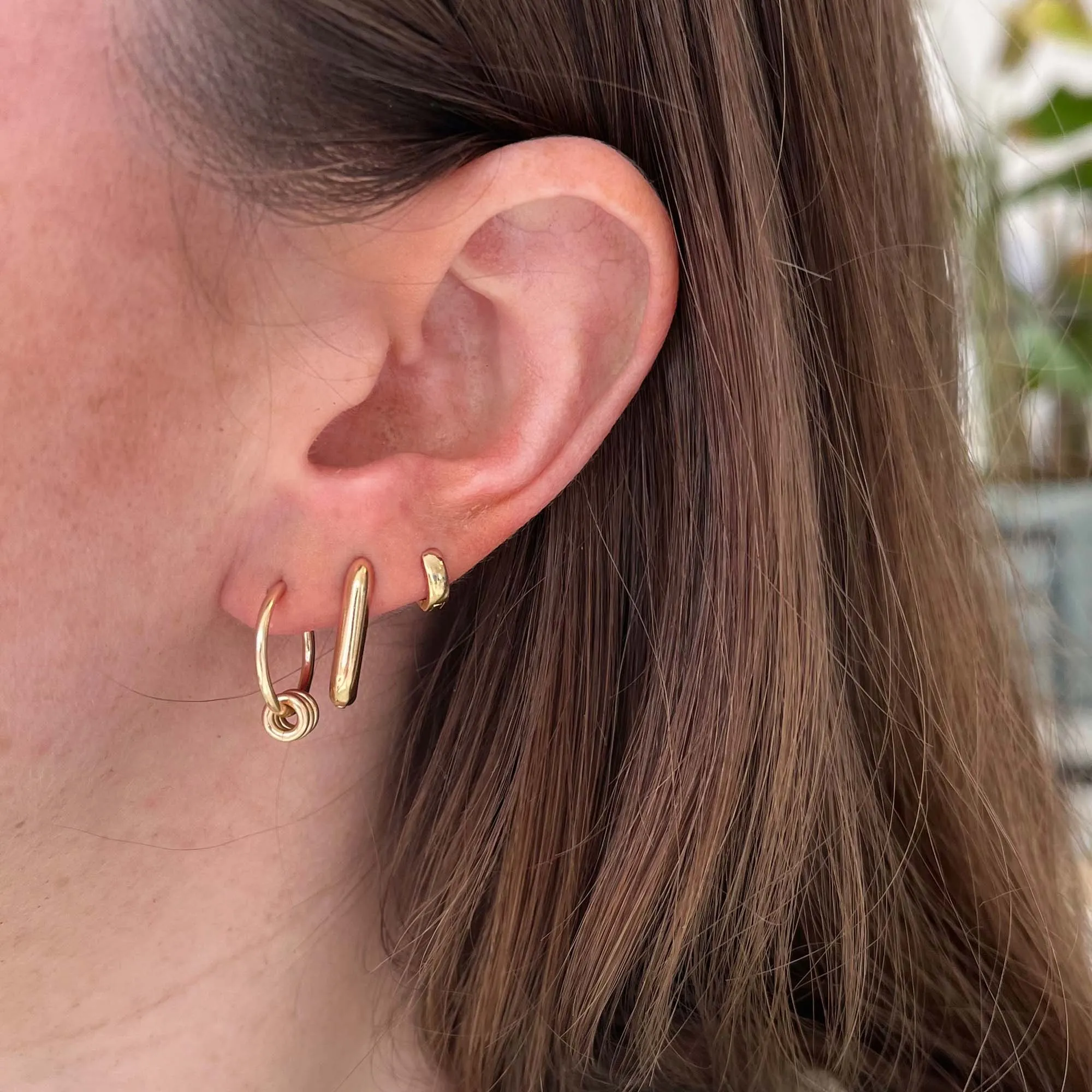 Three rings hoop earring gold filled