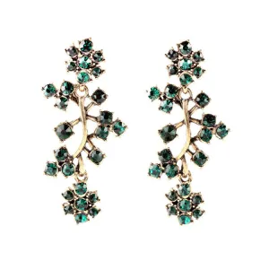 Tide All Match Clearly Sparkly Earrings Crystal Branches Green Earrings